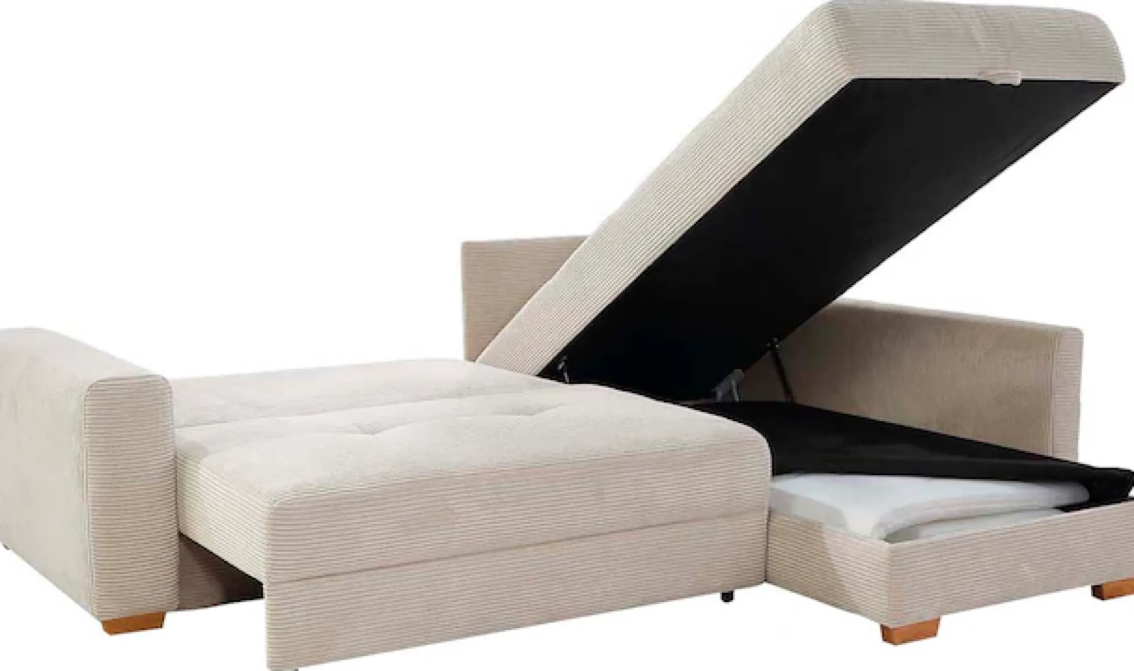 Jockenhöfer Gruppe Ecksofa »Sunset L-Form, B: 257 cm, Liegefl. 160x223 cm Dauerschlafsofa« Tonnentaschen-Federkern, Kaltschaumtopper, Bettkasten & Zierkissen