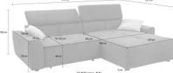 Jockenhöfer Gruppe Ecksofa »Unos L-Form, B: 299 cm, mit 60 cm elektr. Sitztiefenverstellung« 140kg Belastbarkeit, USB-Anschluss, Kopfteilverstellung & Zierkissen