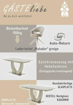 Jockenhöfer Gruppe Essgruppe »Ulm/Valencia-Santiago, Sitzgruppe (Set, 5-tlg., 1 Tisch und 4 Stühle)« 5 tlg. Set, 5-tlg, Esstisch mit Synchronauszug 160-200cm, Stühle 360° drehbar
