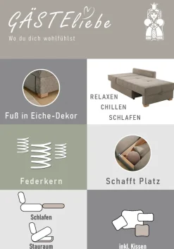 Jockenhöfer Gruppe Recamiere »Romeo, Breite: 164cm, Liegefläche: 90x210 cm« inklusive Bettfunktion und Bettkasten, Federkernpolsterung