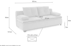 Jockenhöfer Gruppe Schlafsofa »Balu, B: 201 cm, Liegefl. 151x201 cm, Dauerschläfer« mit Schlaffunktion, Bettkasten & einfachen Hub-Schwenkbeschlag