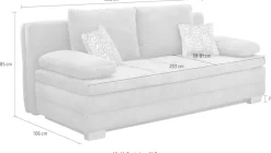 Jockenhöfer Gruppe Schlafsofa »Lincoln, B: 203 cm, Liegefl. 160x203 cm, Dauerschläfer« mit Schlaffunktion, Bettkasten, Kaltschaumtopper & 2 Zierkissen