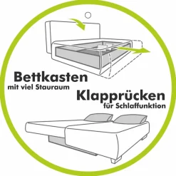 Jockenhöfer Gruppe Schlafsofa »Yann, B: 198 cm, Liegefl. 138x198 cm« mit Schlaffunktion, Bettkasten & Armteilverstellung