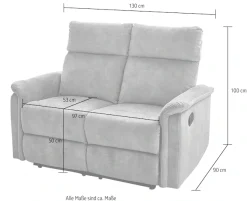 Jockenhöfer Gruppe 2-Sitzer »Amrum, B: 130 cm« mit Relax- & Liegefunktion, Taschenfederkern-Polsterung