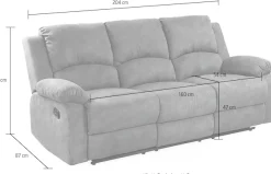 Jockenhöfer Gruppe 3-Sitzer »Dakota, B: 204 cm, 2 Recliner-Sitze« Relaxfunktion, Liegefunktion, Tonnentaschenfederkern, hoher Komfort