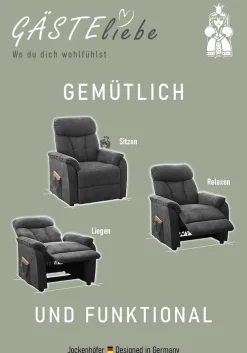Jockenhöfer Gruppe TV-Sessel »Dorsten, B: 86 cm, Sitzhöhe: 46 cm« mit Relax- & Liegefunktion, Taschenfederkern-Polsterung