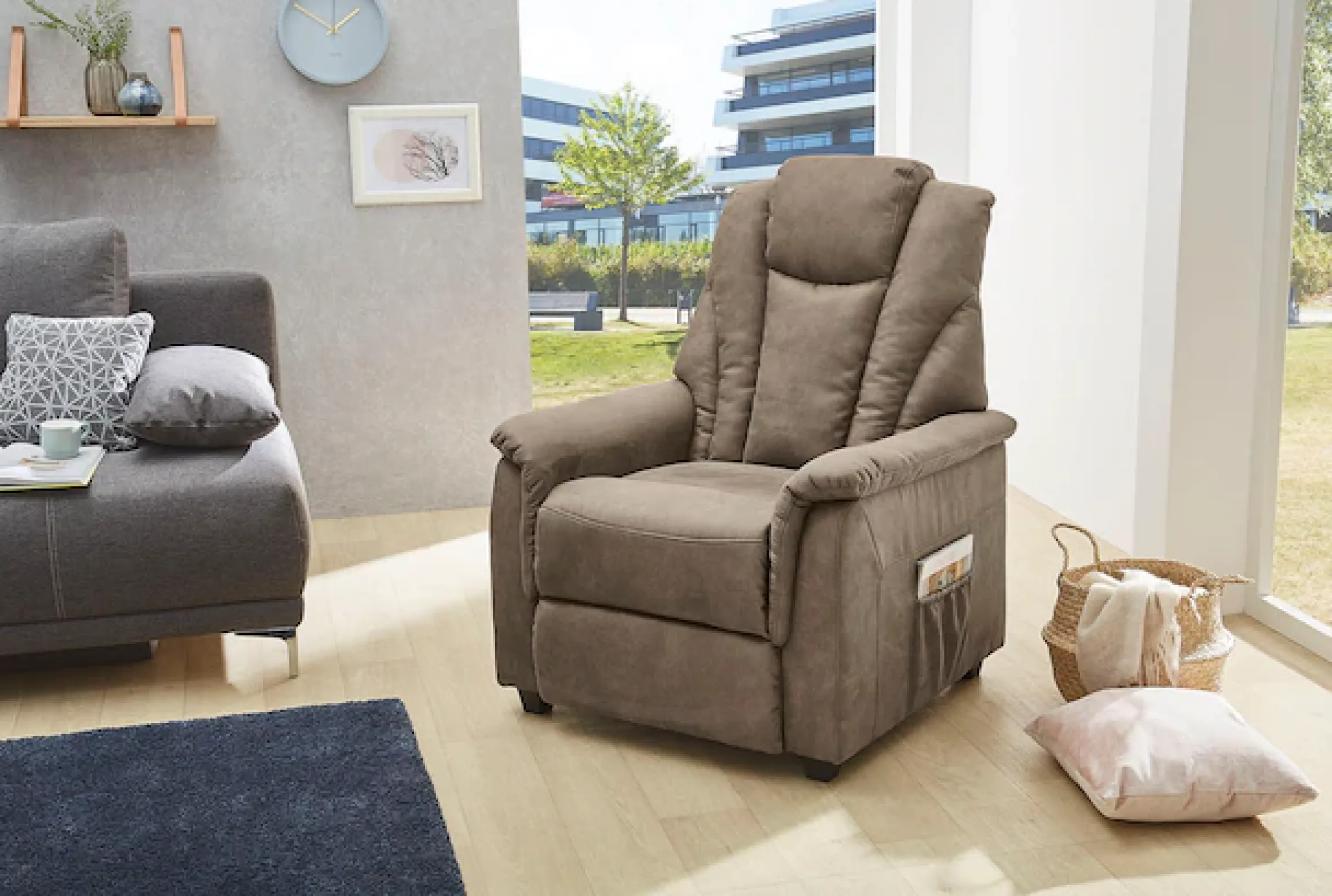 Jockenhöfer Gruppe TV-Sessel »Frankfurt, B: 86 cm, Sitzhöhe: 48 cm« mit Relax- & Liegefunktion, Taschenfederkern-Polsterung