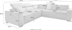 Jockenhöfer Gruppe Wohnlandschaft »Monza L-Form, B: 292x292 cm, mit 30 cm elektr. Sitztiefenverstellung« 140kg Belastbarkeit je Sitz, Kopfteilverstellung & USB-Anschluss