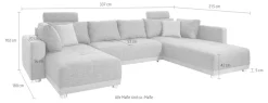 Jockenhöfer Gruppe Wohnlandschaft »Orlando U-Form, B: 337 cm, Liegefl. 135x305 cm« mit Schlaffunktion, Bettkasten, 2 Kopfstützen & 2 Zierkissen,Federkern