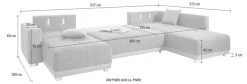 Jockenhöfer Gruppe Wohnlandschaft »Orlando U-Form, B: 337 cm, Liegefl. 135x305 cm« mit Schlaffunktion, Bettkasten, 2 Kopfstützen & 2 Zierkissen,Federkern