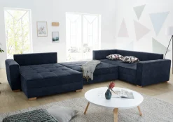 Jockenhöfer Gruppe Wohnlandschaft »Brixen U-Form, B: 379 cm« mit Schlaffunktion, Bettkasten & Zierkissen