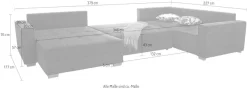 Jockenhöfer Gruppe Wohnlandschaft »Brixen U-Form, B: 379 cm« mit Schlaffunktion, Bettkasten & Zierkissen