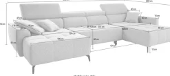 Jockenhöfer Gruppe Wohnlandschaft »Ultima, U-Form, B: 363cm, mit 60 cm elektrischer Sitztiefenverstellung« 140kg Belastbarkeit je Sitz, verstellbaren Kopfstützen, USB-Ports