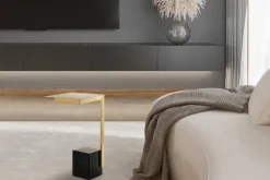 Kayoom Beistelltisch »Oscar 225, Passender Marmorfuß in kantigem Design« 1 Stk. tlg. Eckiger Marmorfuß, eckige Ablagefläche und Gestell aus Edelstahl