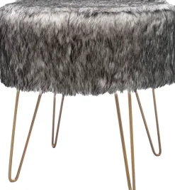 Kayoom Hocker »Mio 1, Fellhocker in modernem Design, runde Form mit Metallbeinen« 1 Stk. tlg. beeindruckend, teilweise handgefertigt, attraktive Farbgestaltung