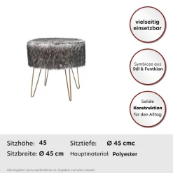 Kayoom Hocker »Mio 1, Fellhocker in modernem Design, runde Form mit Metallbeinen« 1 Stk. tlg. beeindruckend, teilweise handgefertigt, attraktive Farbgestaltung