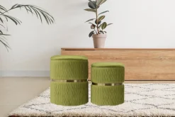 Kayoom Polsterhocker »Hocker Zora 425 2er-Set, Praktischer und versteckter Stauraum« Set, 2 Stk. tlg. 2er-Set mit Stauraum, ineinander stapelbar, goldener Ring