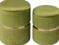 Kayoom Polsterhocker »Hocker Zora 425 2er-Set, Praktischer und versteckter Stauraum« Set, 2 Stk. tlg. 2er-Set mit Stauraum, ineinander stapelbar, goldener Ring