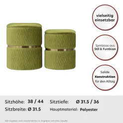 Kayoom Polsterhocker »Hocker Zora 425 2er-Set, Praktischer und versteckter Stauraum« Set, 2 Stk. tlg. 2er-Set mit Stauraum, ineinander stapelbar, goldener Ring