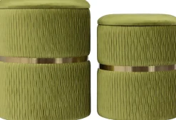 Kayoom Polsterhocker »Hocker Zora 425 2er-Set, Praktischer und versteckter Stauraum« Set, 2 Stk. tlg. 2er-Set mit Stauraum, ineinander stapelbar, goldener Ring
