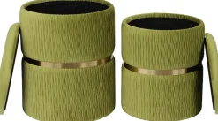Kayoom Polsterhocker »Hocker Zora 425 2er-Set, Praktischer und versteckter Stauraum« Set, 2 Stk. tlg. 2er-Set mit Stauraum, ineinander stapelbar, goldener Ring