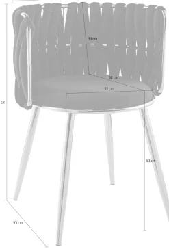 Kayoom Polsterstuhl »Stuhl Melly 125 2er-Set,tolles Design der Rückenlehne, runde Sitzfläch« (Set) 2 Stk.ausgefallen geflochtene Rückenlehne, Samtbezug, goldene Beine