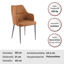 Kayoom Polsterstuhl »Stuhl Merit 125 2er-Set, bequemer Sitzkomfort, Handarbeit« (Set) 2 Stk.Bequem gepolstert, mit Armlehne, Handmanufaktur