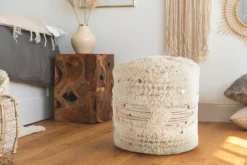 Kayoom Pouf »Bohist 425 35cm x 35cm, Strukturen mit Fransen und Quasten« 1 Stk. tlg. handgefertigt, Unikat, sehr gut kombinierbar, vielfältig im Einsatz