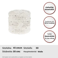 Kayoom Pouf »Bohist 425 35cm x 35cm, Strukturen mit Fransen und Quasten« 1 Stk. tlg. handgefertigt, Unikat, sehr gut kombinierbar, vielfältig im Einsatz