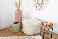 Kayoom Pouf »Bohist 525 50cm x 50cm, Strukturen mit Fransen und Quasten« 1 Stk. tlg. handgefertigt, Unikat, sehr gut kombinierbar, vielfältig im Einsatz
