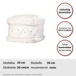 Kayoom Pouf »Bohist 525 50cm x 50cm, Strukturen mit Fransen und Quasten« 1 Stk. tlg. handgefertigt, Unikat, sehr gut kombinierbar, vielfältig im Einsatz