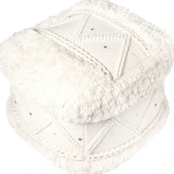 Kayoom Pouf »Bohist 525 50cm x 50cm, Strukturen mit Fransen und Quasten« 1 Stk. tlg. handgefertigt, Unikat, sehr gut kombinierbar, vielfältig im Einsatz