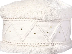 Kayoom Pouf »Bohist 525 50cm x 50cm, Strukturen mit Fransen und Quasten« 1 Stk. tlg. handgefertigt, Unikat, sehr gut kombinierbar, vielfältig im Einsatz