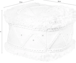 Kayoom Pouf »Bohist 525 50cm x 50cm, Strukturen mit Fransen und Quasten« 1 Stk. tlg. handgefertigt, Unikat, sehr gut kombinierbar, vielfältig im Einsatz