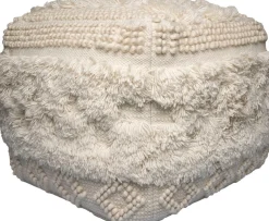 Kayoom Pouf »Bohist 125 50cm x 50cm, Strukturen mit Fransen und Quasten« 1 Stk. tlg. handgefertigt, Unikat, sehr gut kombinierbar, vielfältig im Einsatz