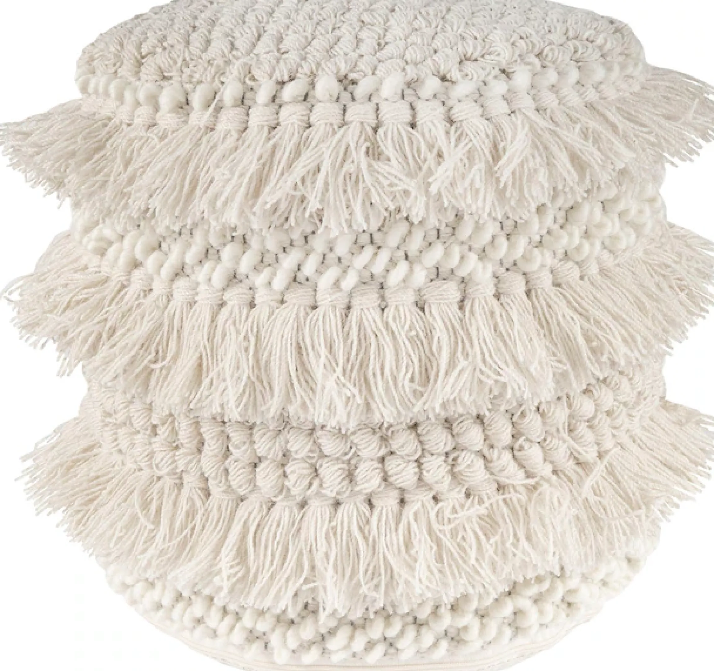 Kayoom Pouf »Bohist 325 35cm x 35cm, Strukturen mit Fransen und Quasten« 1 Stk. tlg. handgefertigt, Unikat, sehr gut kombinierbar, vielfältig im Einsatz