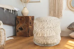 Kayoom Pouf »Bohist 325 35cm x 35cm, Strukturen mit Fransen und Quasten« 1 Stk. tlg. handgefertigt, Unikat, sehr gut kombinierbar, vielfältig im Einsatz
