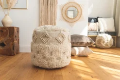 Kayoom Pouf »Bohist 125 35cm x 35cm, Strukturen mit Fransen und Quasten« 1 Stk. tlg. handgefertigt, Unikat, sehr gut kombinierbar, vielfältig im Einsatz