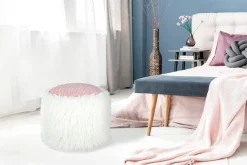 Kayoom Pouf »Fellpouf Bobtail 125, Fellhocker in zweifarbigem Design« 1 Stk. tlg. modern, dekorativ, kindersicherer Reißverschluss an der Unterseite