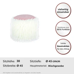 Kayoom Pouf »Fellpouf Bobtail 125, Fellhocker in zweifarbigem Design« 1 Stk. tlg. modern, dekorativ, kindersicherer Reißverschluss an der Unterseite