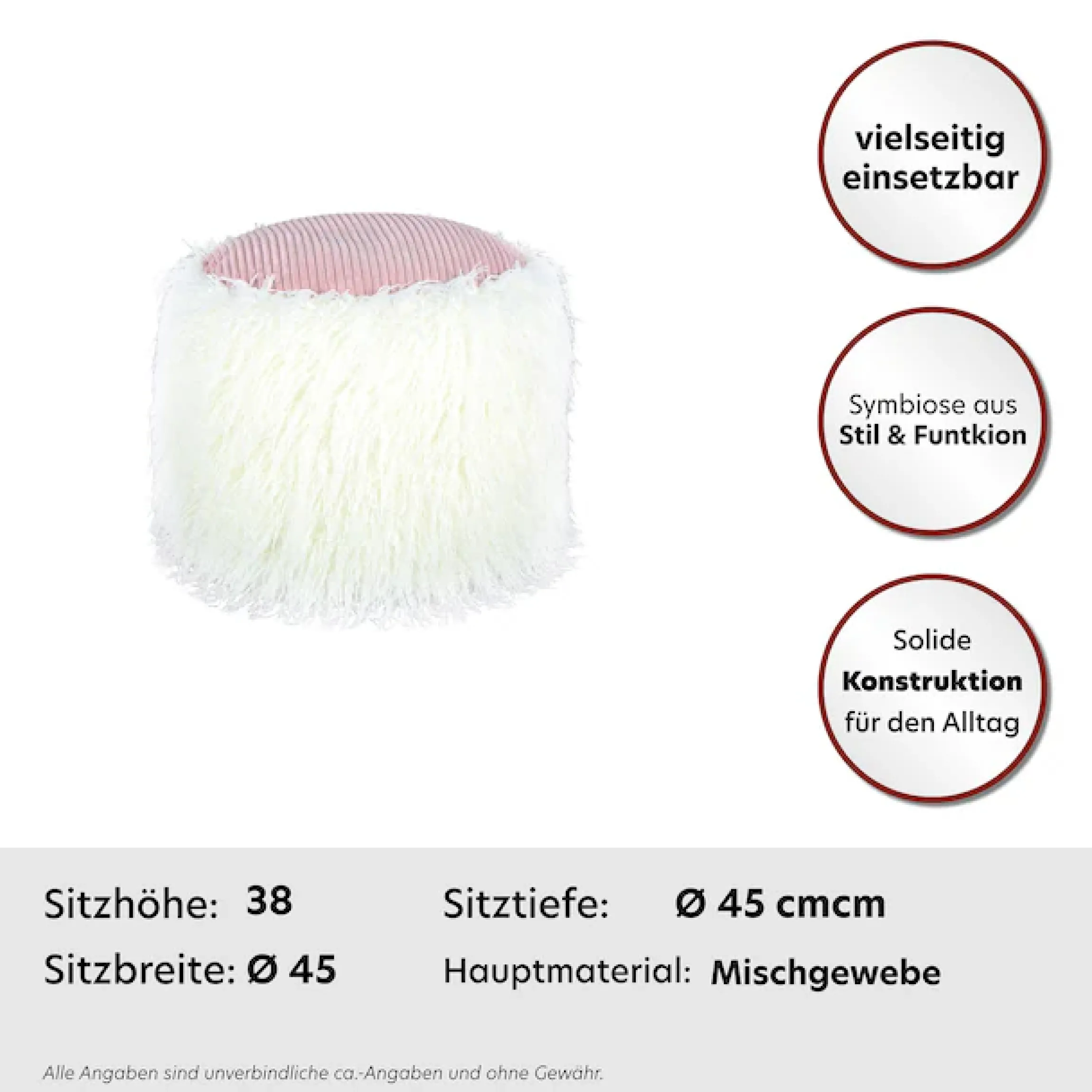 Kayoom Pouf »Fellpouf Bobtail 125, Fellhocker in zweifarbigem Design« 1 Stk. tlg. modern, dekorativ, kindersicherer Reißverschluss an der Unterseite