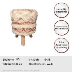 Kayoom Sitzhocker »Hocker Bohist 225, charaktergebende Strukturen mit Fransen und Quasten« 1 Stk. tlg. handgefertigtes Unikat, Boho-Style, gut kombinierbar