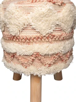 Kayoom Sitzhocker »Hocker Bohist 225, charaktergebende Strukturen mit Fransen und Quasten« 1 Stk. tlg. handgefertigtes Unikat, Boho-Style, gut kombinierbar