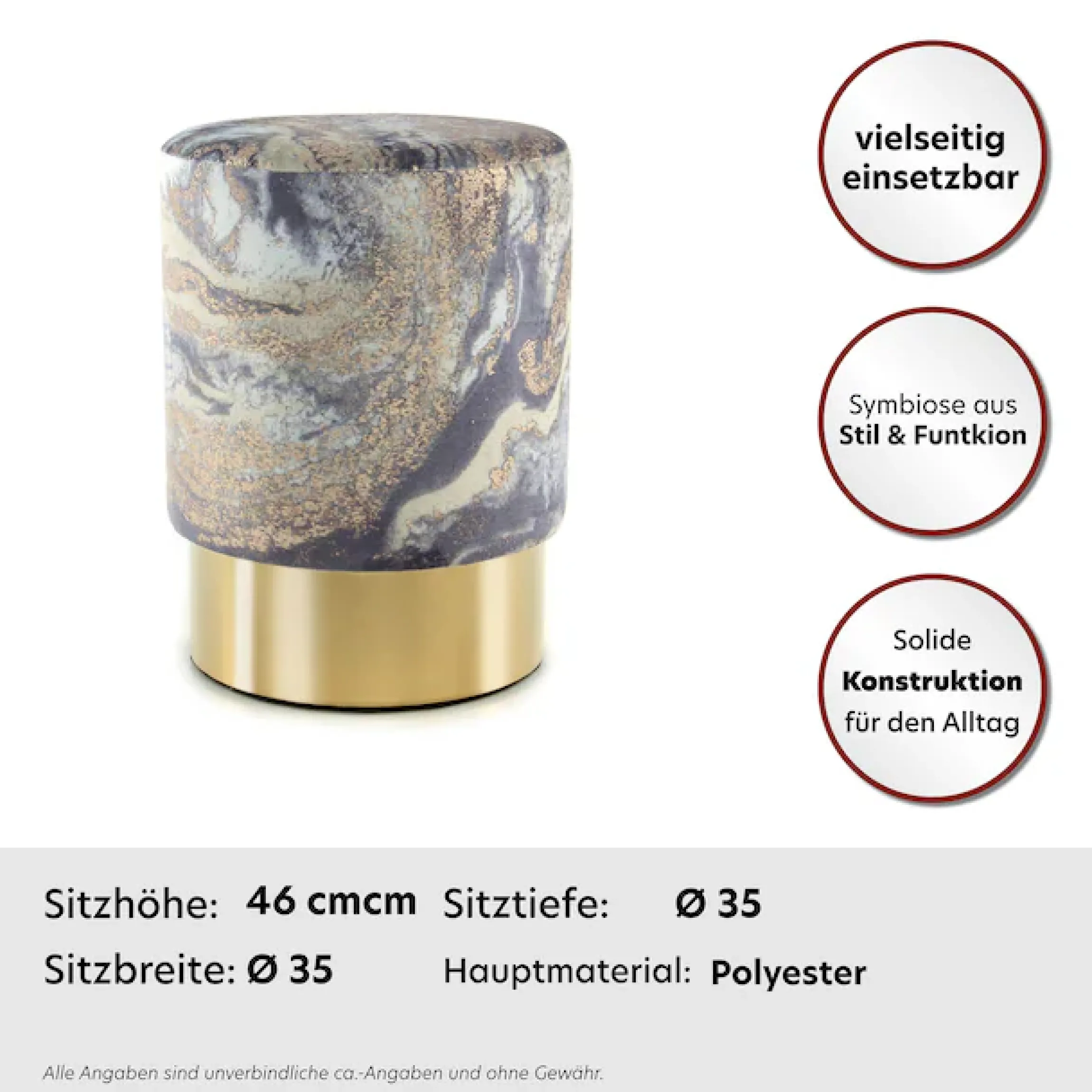 Kayoom Sitzhocker »Hocker Gipsy 325, stilvoller Sitzhocker, runde Form, stilvolles Design« 1 Stk. tlg. facettenreich, platzsparend, vielfältig einsetzbar, weiche Polsterung