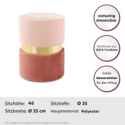 Kayoom Sitzhocker »Hocker Gipsy 825, stilvoller Sitzhocker, runde Form, stilvolles Design« 1 Stk. tlg. samtweich, platzsparend, vielfältig einsetzbar, weiche Polsterung