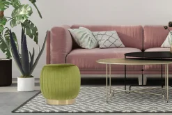 Kayoom Sitzhocker »Hocker Lilje, Edler Touch durch goldenen Sockel,Hochwertiger Samtbezug« 1 Stk. tlg. samtweich, gesteppte Ziernaht, Edelstahlsockel, Hochwertiger Samtbezug