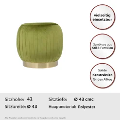 Kayoom Sitzhocker »Hocker Lilje, Edler Touch durch goldenen Sockel,Hochwertiger Samtbezug« 1 Stk. tlg. samtweich, gesteppte Ziernaht, Edelstahlsockel, Hochwertiger Samtbezug