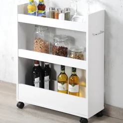KESPER® Küchenwagen »Nischenregal, weiß, FSC« 1 Stk. tlg. mit 4 Lenkrollen, 2 davon feststellbar