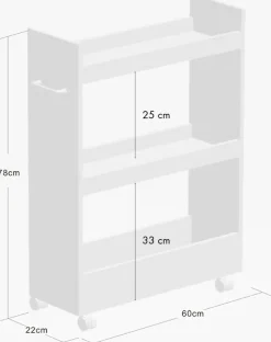 KESPER® Küchenwagen »Nischenregal, weiß, FSC« 1 Stk. tlg. mit 4 Lenkrollen, 2 davon feststellbar
