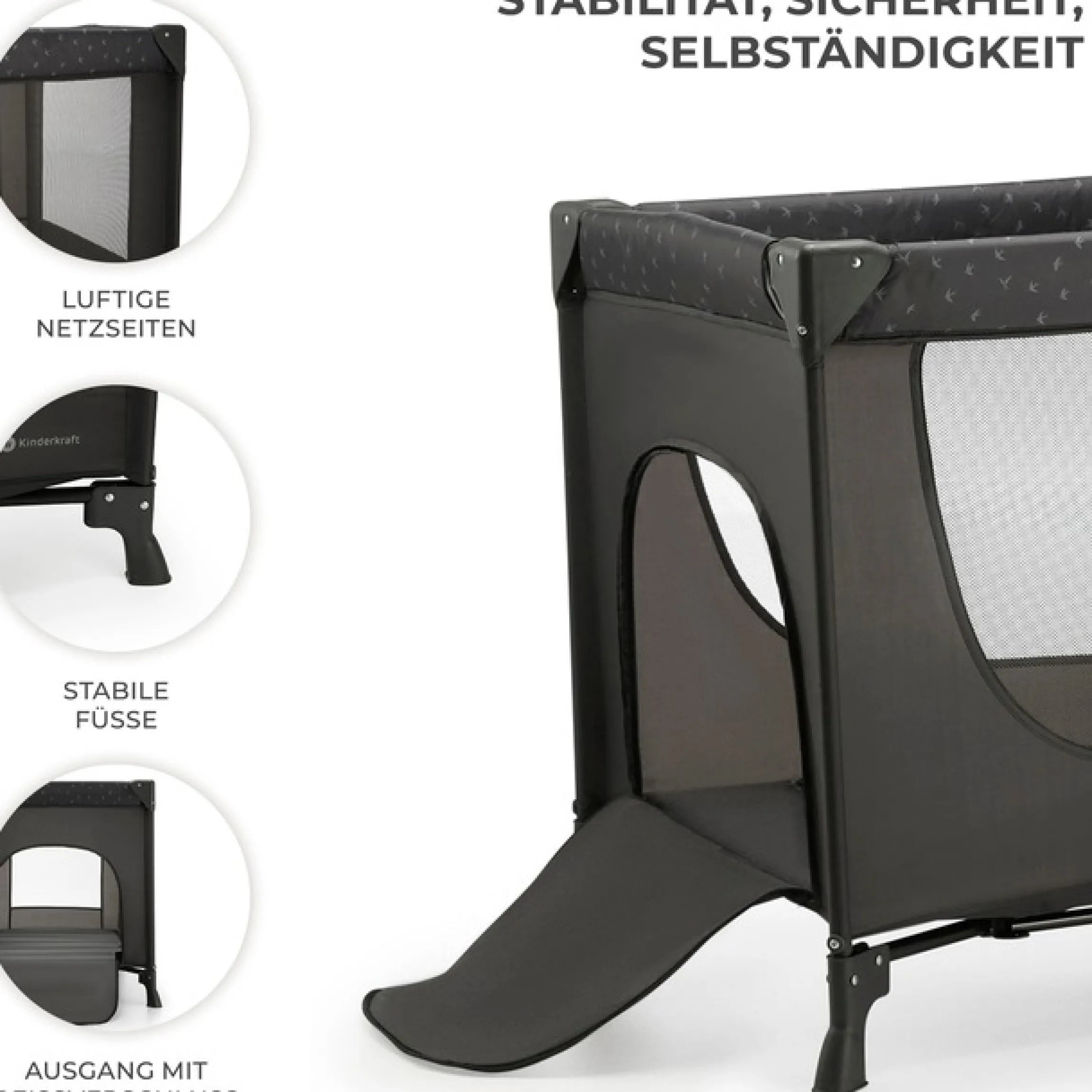 Kinderkraft Baby-Reisebett »2in1 JOY LIGHT, grau« mit Tragetasche